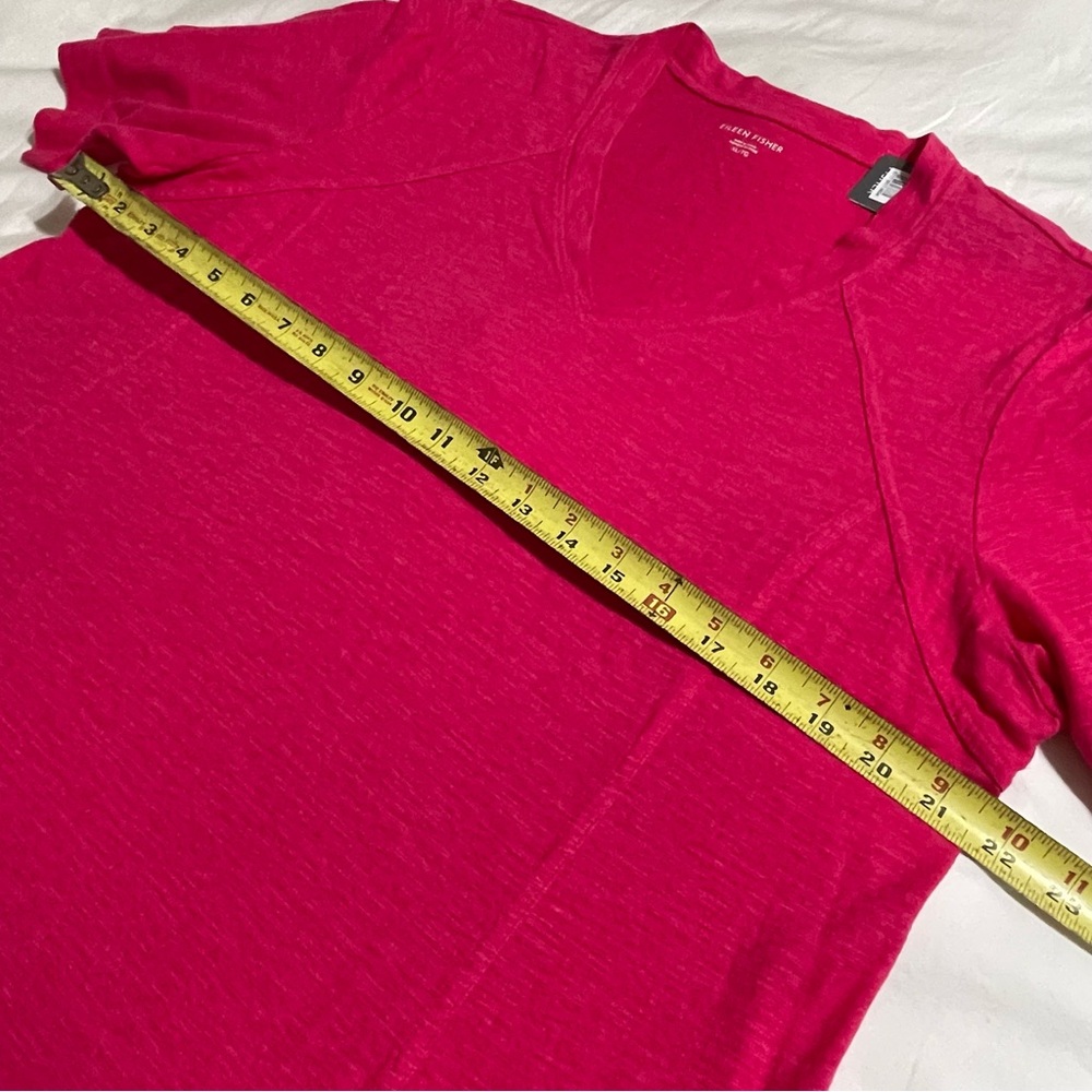 Eileen Fisher V Neck Shirt Dress Hem and Organic Cotton Pink - Picture 9 of 12